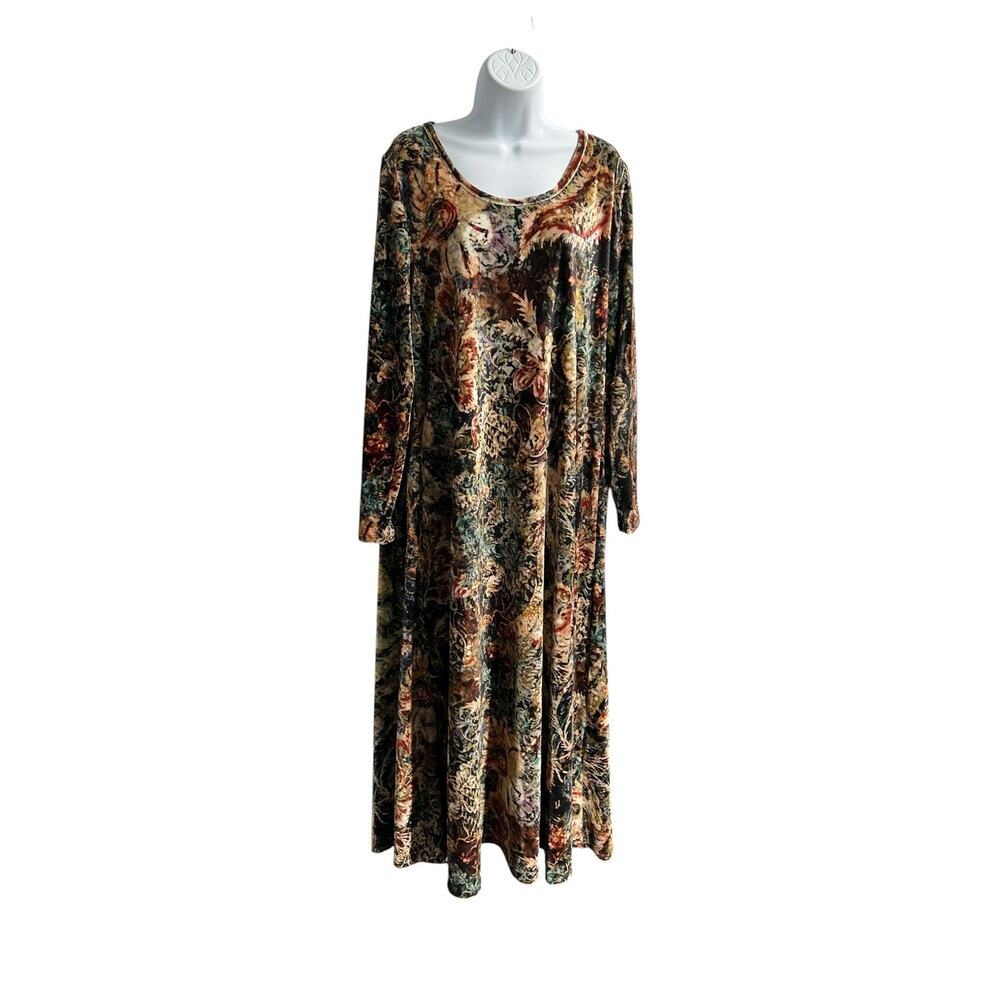 Soft Surroundings Santiago Velvet Multicolor Long A-Line Boho Dress Woman's XL - Picture 7 of 11